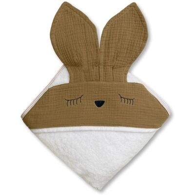Hi Little One - Ręcznik Z Kapturem 100 X 100 Sleepy Bunny Hooded Bath Towel Dark Oak Light Hi Little One - Ręcznik Z Kapturem 100 X 100 Sleepy Bunny Hooded Bath Towel Dark Oak Light
