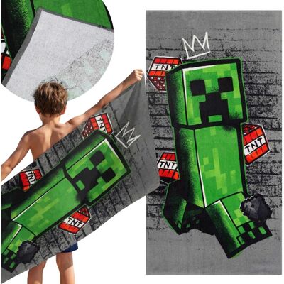 sarcia.eu Minecraft Szaro-zielony, SZYBKOSCHNĄCY ręcznik plażowy, kąpielowy, 100% BAWEŁNA 70x140 cm sarcia.eu Minecraft Szaro-zielony, SZYBKOSCHNĄCY ręcznik plażowy, kąpielowy, 100% BAWEŁNA 70x140 cm