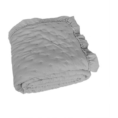 Markizeta Narzuta dekoracyjna z falbanką elegancka pikowana Werona 200x220 szara Markizeta Narzuta dekoracyjna z falbanką elegancka pikowana Werona 200x220 szara
