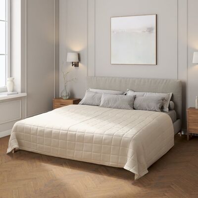 Dekoria Narzuta pikowana w kratę, naturalny len, Linen Dekoria Narzuta pikowana w kratę, naturalny len, Linen