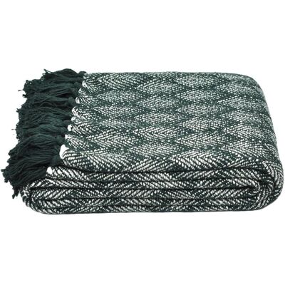 Decovena Narzuta Pola bawełna 200x220 cm biały butelkowa zieleń boho monstera liście Decovena Narzuta Pola bawełna 200x220 cm biały butelkowa zieleń boho monstera liście