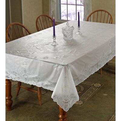 Obrus Violet Linen Betenburg biały 150 x 230 cm prostokątny winylowy Obrus Violet Linen Betenburg biały 150 x 230 cm prostokątny winylowy