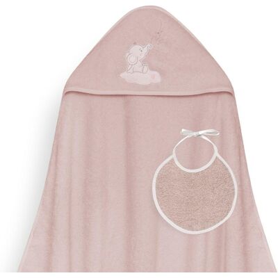 Interbaby Okrycie kąpielowe 100x100 Słoń serduszko różowy ciemny ręcznik z kapturkiem + śliniaczek Interbaby Okrycie kąpielowe 100x100 Słoń serduszko różowy ciemny ręcznik z kapturkiem + śliniaczek