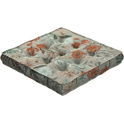 Dekoria Poduszka na krzesło Kuba, kolorowe kwiaty na szarym tle, 50 x 50 x 10 cm, Flowers Dekoria Poduszka na krzesło Kuba, kolorowe kwiaty na szarym tle, 50 x 50 x 10 cm, Flowers