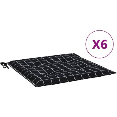 vidaXL Poduszki na krzesła ogrodowe, 6 szt, czarne w krat vidaXL Poduszki na krzesła ogrodowe, 6 szt, czarne w krat