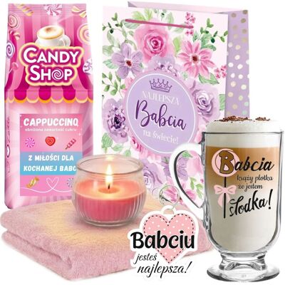 ANGEL DEVIL Prezent na Dzień Babci Urodziny ZESTAW UPOMINEK KUBEK RĘCZNIK ŚWIECA TOREBKA ANGEL DEVIL Prezent na Dzień Babci Urodziny ZESTAW UPOMINEK KUBEK RĘCZNIK ŚWIECA TOREBKA
