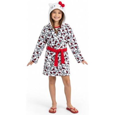 Artesania Cerda Puszysty szlafrok dziewczęcy Hello Kitty z kapturem – biały, rozmiar 116 cm Artesania Cerda Puszysty szlafrok dziewczęcy Hello Kitty z kapturem – biały, rozmiar 116 cm