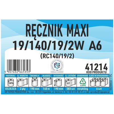Inny producent Ręcznik celulozowy biały A6 2W 140m Inny producent Ręcznik celulozowy biały A6 2W 140m