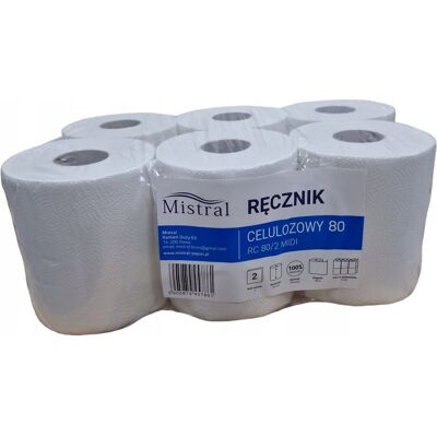 MISTRAL Ręcznik papierowy celuloza 80m x 6 szt. MISTRAL Ręcznik papierowy celuloza 80m x 6 szt.