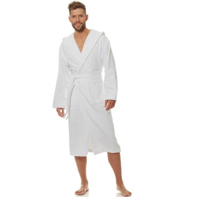 L&L - 2104 - Biały - z kapturem - Szlafrok L&L - 2104 - Biały - z kapturem - Szlafrok