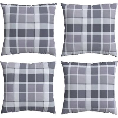 vidaXL Poduszka na zewnątrz 4 pcs Szary w krate 50 x 50 cm tkanina vidaXL Poduszka na zewnątrz 4 pcs Szary w krate 50 x 50 cm tkanina