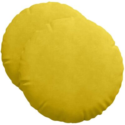 vidaXL Poduszki na siedziska 2 pcs Żółty Ø 40 x 13 cm Aksamit vidaXL Poduszki na siedziska 2 pcs Żółty Ø 40 x 13 cm Aksamit