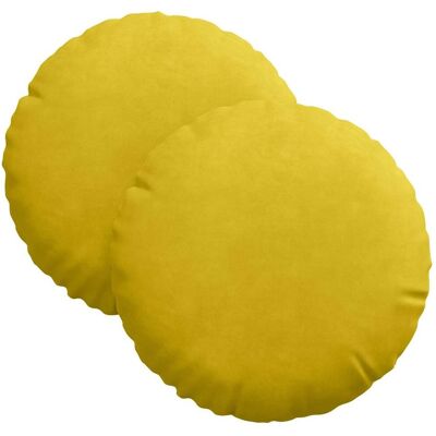 vidaXL Poduszki na siedziska 2 pcs Żółty Ø 40 x 13 cm Aksamit vidaXL Poduszki na siedziska 2 pcs Żółty Ø 40 x 13 cm Aksamit