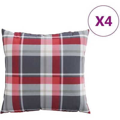 vidaXL Poduszki na sofę 4 szt. Czerwona kratka 60x60 cm Materiał vidaXL Poduszki na sofę 4 szt. Czerwona kratka 60x60 cm Materiał