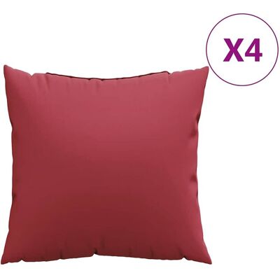 vidaXL Poduszki na sofę 4 szt. Czerwone wino 60x60 cm Materiał vidaXL Poduszki na sofę 4 szt. Czerwone wino 60x60 cm Materiał