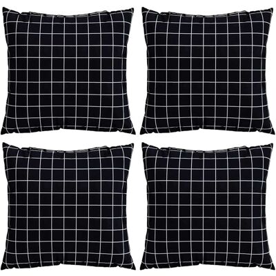 vidaXL Poduszki rozrzucone Kratka 4 pcs Czarna kratka 40 x 40 cm vidaXL Poduszki rozrzucone Kratka 4 pcs Czarna kratka 40 x 40 cm