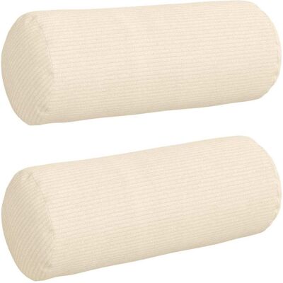 vidaXL Poduszki Wałkowe 2 pcs Kremowy Ø 15 x 40 cm Tkanina sztruksowa vidaXL Poduszki Wałkowe 2 pcs Kremowy Ø 15 x 40 cm Tkanina sztruksowa