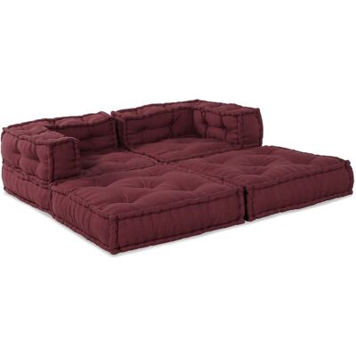 vidaXL Pouffe Zestaw 2 Burgundowy Tkanina (100% bawełna) Duży Modułowy vidaXL Pouffe Zestaw 2 Burgundowy Tkanina (100% bawełna) Duży Modułowy