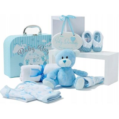Inny producent ZESTAW KOSZ BOX PREZENTOWY DLA CHŁOPCA NIEMOWLAKA POLAR RĘCZNIK MIŚ BUCIKI Inny producent ZESTAW KOSZ BOX PREZENTOWY DLA CHŁOPCA NIEMOWLAKA POLAR RĘCZNIK MIŚ BUCIKI
