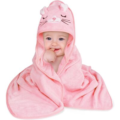 Inny producent Ręcznik Niemowlęcia Z Kapturem 80x80 Cm Koralowy Polar Miękki Różowy Kotka Inny producent Ręcznik Niemowlęcia Z Kapturem 80x80 Cm Koralowy Polar Miękki Różowy Kotka