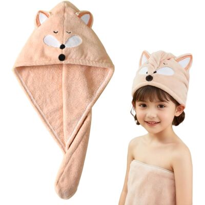 Inny producent Ręcznik Turban Dla Dzieci Z Mikrofibry Z Guzikiem, Różowy, Szybkoschnący Inny producent Ręcznik Turban Dla Dzieci Z Mikrofibry Z Guzikiem, Różowy, Szybkoschnący
