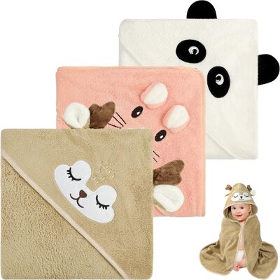 Inny producent Ręcznik Z Kapturem Niemowlęcia 80x80 Cm Zestaw 3 Szt Polar Frotte Inny producent Ręcznik Z Kapturem Niemowlęcia 80x80 Cm Zestaw 3 Szt Polar Frotte