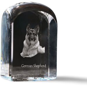 Owczarek niemiecki, Alsatian - kryształowa kostka ze zdjęciem, zdjęcie psa w krysztale, sześcienny przycisk do papieru marki Art-Dog Owczarek niemiecki, Alsatian - kryształowa kostka ze zdjęciem, zdjęcie psa w krysztale, sześcienny przycisk do papieru marki Art-Dog