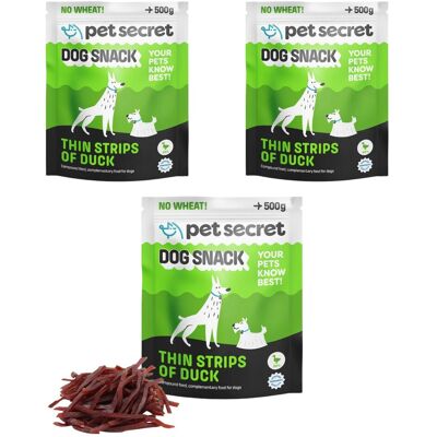 2+1 Cieniutkie paseczki z kaczki 500g, przysmak dla psa Pet Secret 2+1 Cieniutkie paseczki z kaczki 500g, przysmak dla psa Pet Secret