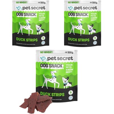 2+1 Miękkie paski z kaczką 500g, przysmak dla psa Pet Secret 2+1 Miękkie paski z kaczką 500g, przysmak dla psa Pet Secret