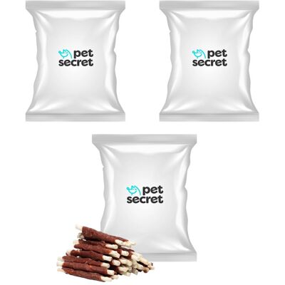 2+1 Pałeczki wołowe oblane kaczką 500g, przysmak dla psa Pet Secret 2+1 Pałeczki wołowe oblane kaczką 500g, przysmak dla psa Pet Secret