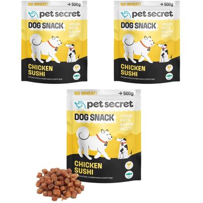 2+1 Sushi z kurczakiem 500g, przysmak dla psa Pet Secret 2+1 Sushi z kurczakiem 500g, przysmak dla psa Pet Secret