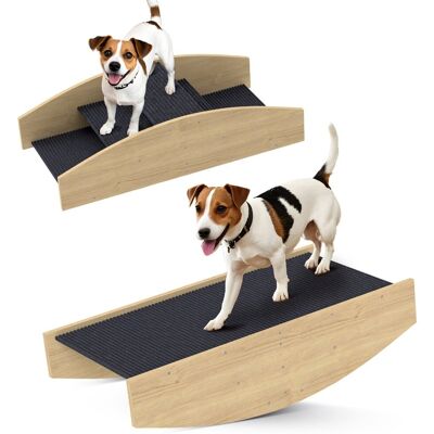 PawHut 2-w-1 Wycieraczka dla psów, drewniana rampa do agility, stabilna PawHut 2-w-1 Wycieraczka dla psów, drewniana rampa do agility, stabilna