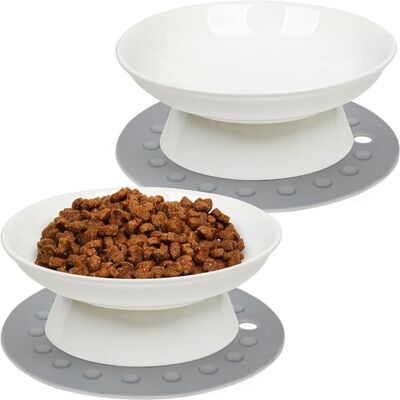 Inny producent 2 x Miska Poidło dla Kota Ceramiczna Podwyższona Podkładka BIAŁE Inny producent 2 x Miska Poidło dla Kota Ceramiczna Podwyższona Podkładka BIAŁE