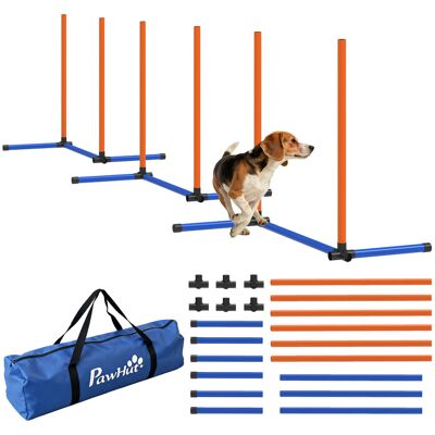 PawHut 3-częściowy sprzęt do agility z tyczkami do slalomu, szpilkami do wbijania w ziemię, torbą transportową, zestaw treningowy dla psów wszystkich rozmi.. PawHut 3-częściowy sprzęt do agility z tyczkami do slalomu, szpilkami do wbijania w ziemię, torbą transportową, zestaw treningowy dla psów wszystkich rozmi..