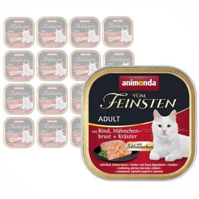 Animonda Vom Feinsten Adult 16x100g Mokra Karma dla Kota z Wołowiną Piersią Kurczaka i Ziołami Animonda Vom Feinsten Adult 16x100g Mokra Karma dla Kota z Wołowiną Piersią Kurczaka i Ziołami