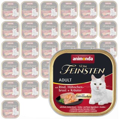 Animonda Vom Feinsten Adult 32x100g Mokra Karma dla Kota z Wołowiną Piersią Kurczaka i Ziołami Animonda Vom Feinsten Adult 32x100g Mokra Karma dla Kota z Wołowiną Piersią Kurczaka i Ziołami
