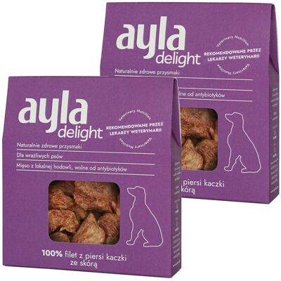 Ayla Delight Filet z Piersi Kaczki ze Skórą 2x28g Liofilizowany Przysmak Dla Psa 100% Mięsa Ayla Delight Filet z Piersi Kaczki ze Skórą 2x28g Liofilizowany Przysmak Dla Psa 100% Mięsa