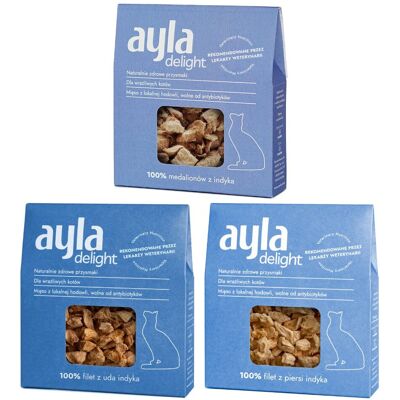 Ayla Delight Mix Filetów z Indyka 3x28g Liofilizowany Przysmak Dla Kota 100% Mięsa Ayla Delight Mix Filetów z Indyka 3x28g Liofilizowany Przysmak Dla Kota 100% Mięsa