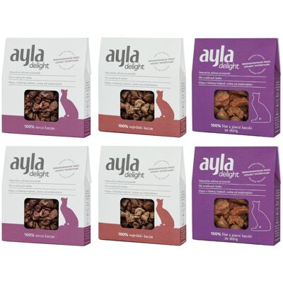 Ayla Delight Mix z Kaczki 6x28g Liofilizowany Przysmak Dla Kota 100% Mięsa Ayla Delight Mix z Kaczki 6x28g Liofilizowany Przysmak Dla Kota 100% Mięsa