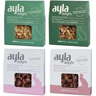 Ayla Delight Mix z Kurczaka 4x28g Liofilizowany Przysmak Dla Kota 100% Mięsa Ayla Delight Mix z Kurczaka 4x28g Liofilizowany Przysmak Dla Kota 100% Mięsa