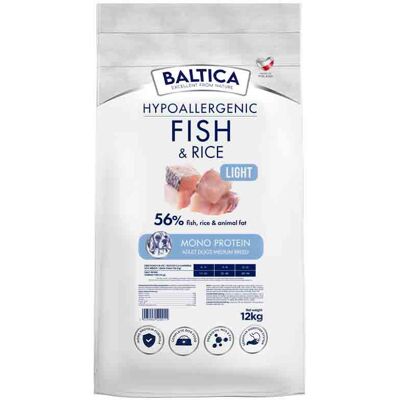 Baltica Adult Fish & Rice Light Ryby morskie z ryżem M 12kg Baltica Adult Fish & Rice Light Ryby morskie z ryżem M 12kg