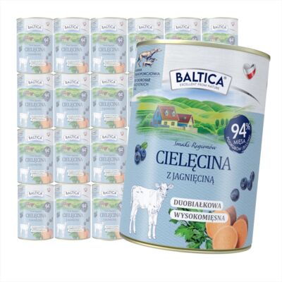 Baltica Cielęcina z Jagnięciną 24x400g Duoproteinowa Bezzbożowa Mokra Karma Dla Psa Baltica Cielęcina z Jagnięciną 24x400g Duoproteinowa Bezzbożowa Mokra Karma Dla Psa