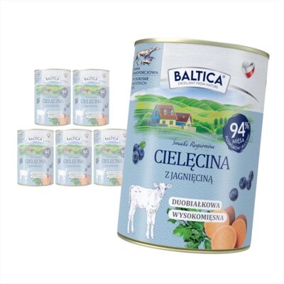 Baltica Cielęcina z Jagnięciną 6x400g Duoproteinowa Bezzbożowa Mokra Karma Dla Psa Baltica Cielęcina z Jagnięciną 6x400g Duoproteinowa Bezzbożowa Mokra Karma Dla Psa