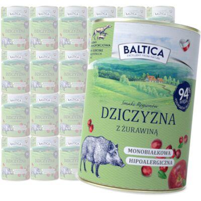 Baltica Dziczyzna z Żurawiną 24x400g Monoproteinowa Hipoalergiczna Bezzbożowa Mokra Karma Dla Psa Baltica Dziczyzna z Żurawiną 24x400g Monoproteinowa Hipoalergiczna Bezzbożowa Mokra Karma Dla Psa