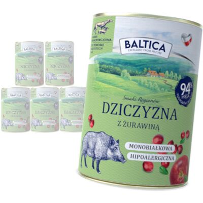 Baltica Dziczyzna z Żurawiną 6x400g Monoproteinowa Hipoalergiczna Bezzbożowa Mokra Karma Dla Psa Baltica Dziczyzna z Żurawiną 6x400g Monoproteinowa Hipoalergiczna Bezzbożowa Mokra Karma Dla Psa