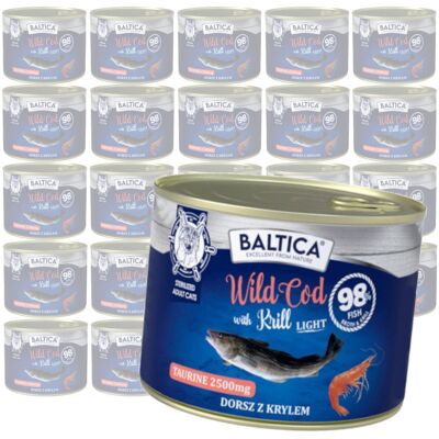 Baltica Excellent Light Dorsz z Krylem 24x185g Bezzbożowa Mokra Karma Dla Kotów Sterylizowanych Baltica Excellent Light Dorsz z Krylem 24x185g Bezzbożowa Mokra Karma Dla Kotów Sterylizowanych