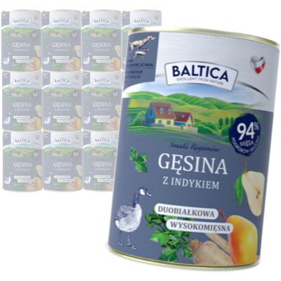 Baltica Gęsina z Indykiem 12x400g Duoproteinowa Bezzbożowa Mokra Karma Dla Psa Baltica Gęsina z Indykiem 12x400g Duoproteinowa Bezzbożowa Mokra Karma Dla Psa