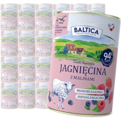 Baltica Jagnięcina z Malinami 24x400g Monoproteinowa Hipoalergiczna Bezzbożowa Mokra Karma Dla Psa Baltica Jagnięcina z Malinami 24x400g Monoproteinowa Hipoalergiczna Bezzbożowa Mokra Karma Dla Psa