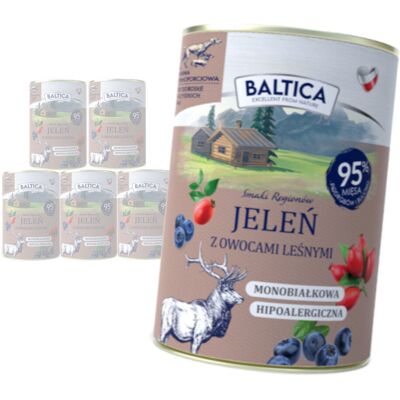 Baltica Jeleń z Owocami Leśnymi 6x400g Monoproteinowa Hipoalergiczna Bezzbożowa Mokra Karma Dla Psa Baltica Jeleń z Owocami Leśnymi 6x400g Monoproteinowa Hipoalergiczna Bezzbożowa Mokra Karma Dla Psa