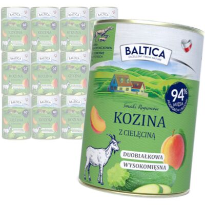 Baltica Kozina z Cielęciną 12x400g Duoproteinowa Bezzbożowa Mokra Karma Dla Psa Baltica Kozina z Cielęciną 12x400g Duoproteinowa Bezzbożowa Mokra Karma Dla Psa